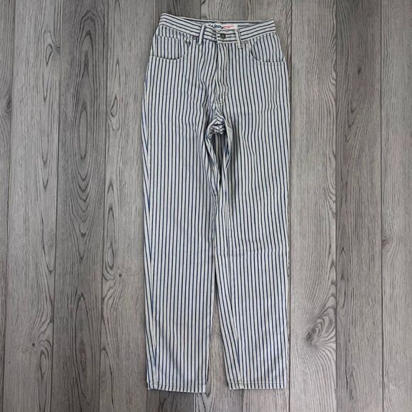 Vintage Absolutely Blue NO! Jeans Size 25 Denim Striped High Rise Cotton Retro - Picture 7 of 11